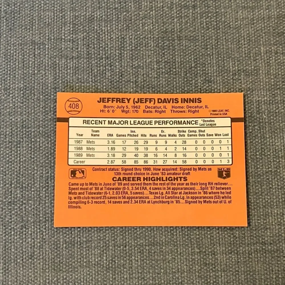 1990 Donruss New York Mets Baseball Card Trading Card